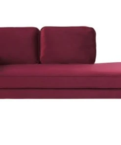 Beliani Méridiennes Chaise Longue En Velours Rouge Foncé Côté Gauche