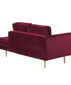 Beliani Méridiennes Chaise Longue En Velours Rouge Foncé Côté Gauche -Magasin Méridiennes chaise longue en velours rouge fonce cote gauche 3