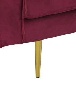 Beliani Méridiennes Chaise Longue En Velours Rouge Foncé Côté Gauche -Magasin Méridiennes chaise longue en velours rouge fonce cote gauche 5