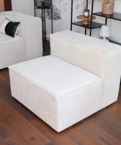 Homifab Canapés Petits Prix Chauffeuse En Velours Côtelé Beige, MADE IN FRANCE -Magasin Méridiennes chauffeuse en velours cotele beige made in france 2