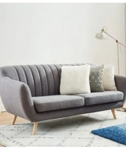 Drawer Canapés Droits DOLNO - Canapé 3 Places En Tissu - Gris Clair -Magasin Méridiennes dolno canape 3 places en tissu gris clair 2