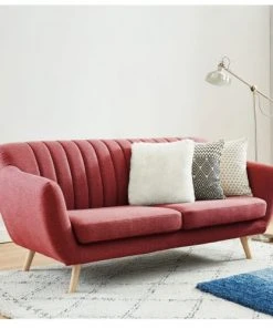 Drawer Canapés Droits DOLNO - Canapé 3 Places En Tissu - Rouge Framboise -Magasin Méridiennes dolno canape 3 places en tissu rouge framboise 2