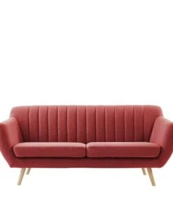 Drawer Canapés Droits DOLNO - Canapé 3 Places En Tissu - Rouge Framboise