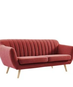 Drawer Canapés Droits DOLNO - Canapé 3 Places En Tissu - Rouge Framboise -Magasin Méridiennes dolno canape 3 places en tissu rouge framboise 3