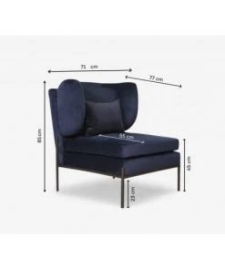 Artecosy Canapés Petits Prix Fauteuil Velours Et Métal Noir Bleu -Magasin Méridiennes fauteuil velours et metal noir bleu 2