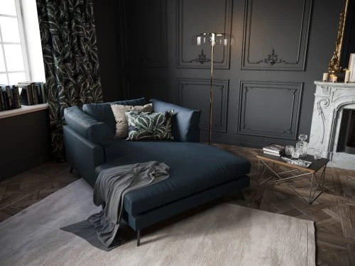 CXL By Christian Lacroix Méridiennes Méridien Cuir Cuirne 1 Place En Cuir Cuir Bleu 4 CXL By Christian Lacroix Méridiennes Méridien Cuir Cuirne 1 Place En Cuir Cuir Bleu – Image 2