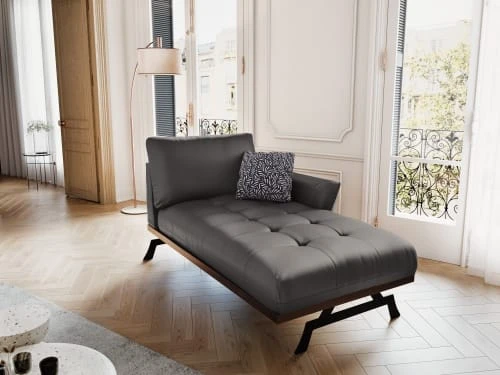 CXL By Christian Lacroix Méridiennes Méridien Cuir Cuirne 1 Place En Cuir Cuir Gris Foncé 4 CXL By Christian Lacroix Méridiennes Méridien Cuir Cuirne 1 Place En Cuir Cuir Gris Foncé – Image 2