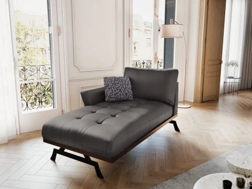 CXL By Christian Lacroix Méridiennes Méridien Cuir Cuirne 1 Place En Cuir Cuir Gris Foncé 4 CXL By Christian Lacroix Méridiennes Méridien Cuir Cuirne 1 Place En Cuir Cuir Gris Foncé – Image 2