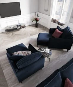 CXL By Christian Lacroix Méridiennes Méridien Veloursne 1 Place En Velours Bleu Foncé -Magasin Méridiennes meridien veloursne 1 place en velours bleu fonce 1