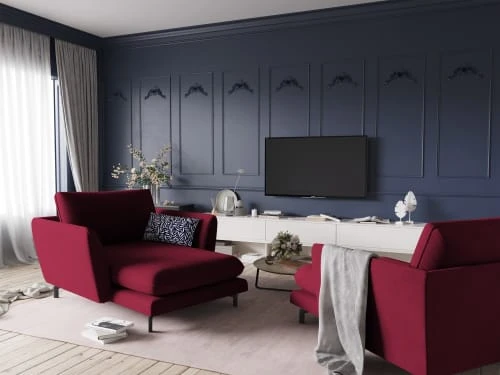 CXL By Christian Lacroix Méridiennes Méridien Veloursne 1 Place En Velours Rouge Foncé 4 CXL By Christian Lacroix Méridiennes Méridien Veloursne 1 Place En Velours Rouge Foncé – Image 2