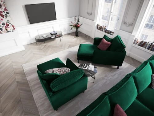 CXL By Christian Lacroix Méridiennes Méridien Veloursne 1 Place En Velours Vert Bouteille 4 CXL By Christian Lacroix Méridiennes Méridien Veloursne 1 Place En Velours Vert Bouteille – Image 2