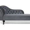 Beliani Méridiennes Méridienne Chesterfield En Velours Gris -Magasin Méridiennes meridienne chesterfield en velours gris