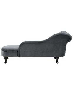 Beliani Méridiennes Méridienne Chesterfield En Velours Gris -Magasin Méridiennes meridienne chesterfield en velours gris 4