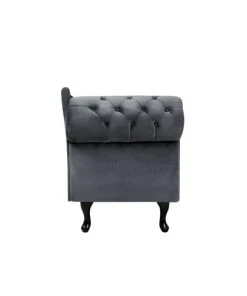 Beliani Méridiennes Méridienne Chesterfield En Velours Gris -Magasin Méridiennes meridienne chesterfield en velours gris 5