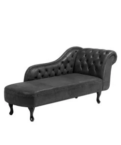 Beliani Méridiennes Méridienne Chesterfield Grise Côté Droit -Magasin Méridiennes meridienne chesterfield grise cote droit 2