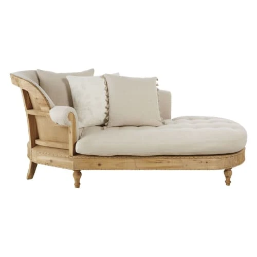 Maisons Du Monde Méridiennes Méridienne En Lin, Jute Et Pin Recyclé 3 Maisons Du Monde Méridiennes Méridienne En Lin, Jute Et Pin Recyclé