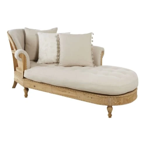 Maisons Du Monde Méridiennes Méridienne En Lin, Jute Et Pin Recyclé 4 Maisons Du Monde Méridiennes Méridienne En Lin, Jute Et Pin Recyclé – Image 2