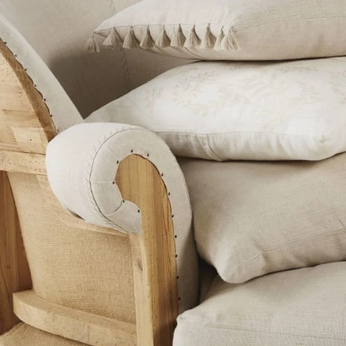 Maisons Du Monde Méridiennes Méridienne En Lin, Jute Et Pin Recyclé 6 Maisons Du Monde Méridiennes Méridienne En Lin, Jute Et Pin Recyclé – Image 4