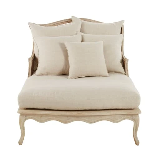 Maisons Du Monde Méridiennes Méridienne En Rotin Et Lin Gris Clair 4 Maisons Du Monde Méridiennes Méridienne En Rotin Et Lin Gris Clair – Image 2