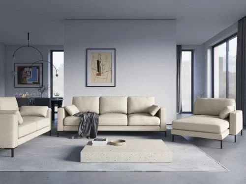 Micadoni Home Méridiennes Méridienne En Tissu Structuré Beige Clair 4 Micadoni Home Méridiennes Méridienne En Tissu Structuré Beige Clair – Image 2