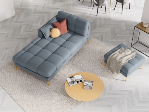 Micadoni Home Méridiennes Méridienne En Tissu Structuré Bleu Clair 4 Micadoni Home Méridiennes Méridienne En Tissu Structuré Bleu Clair – Image 2