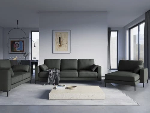 Micadoni Home Méridiennes Méridienne En Tissu Structuré Gris Foncé 4 Micadoni Home Méridiennes Méridienne En Tissu Structuré Gris Foncé – Image 2