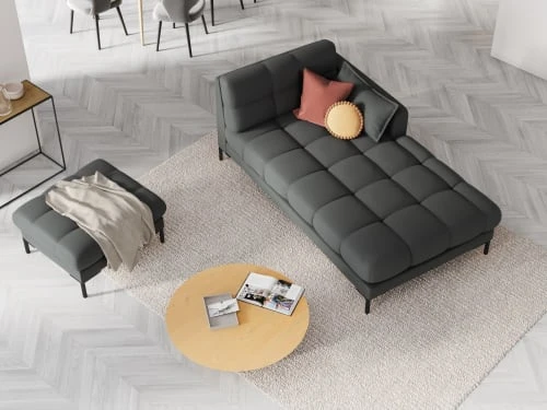 Micadoni Home Méridiennes Méridienne En Tissu Structuré Gris Foncé 4 Micadoni Home Méridiennes Méridienne En Tissu Structuré Gris Foncé – Image 2