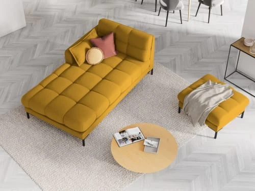 Micadoni Home Méridiennes Méridienne En Tissu Structuré Jaune 4 Micadoni Home Méridiennes Méridienne En Tissu Structuré Jaune – Image 2