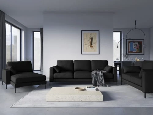 Micadoni Home Méridiennes Méridienne En Tissu Structuré Noir 4 Micadoni Home Méridiennes Méridienne En Tissu Structuré Noir – Image 2