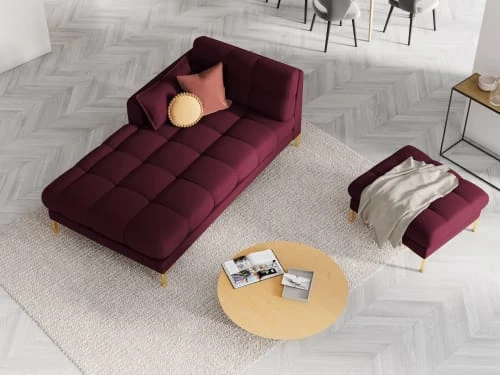 Micadoni Home Méridiennes Méridienne En Tissu Structuré Rouge Foncé 4 Micadoni Home Méridiennes Méridienne En Tissu Structuré Rouge Foncé – Image 2