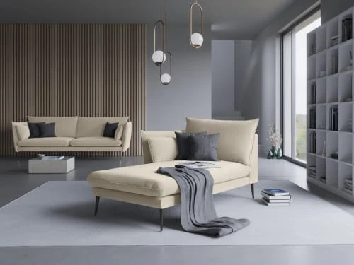 Micadoni Home Méridiennes Méridienne En Velours Beige 4 Micadoni Home Méridiennes Méridienne En Velours Beige – Image 2