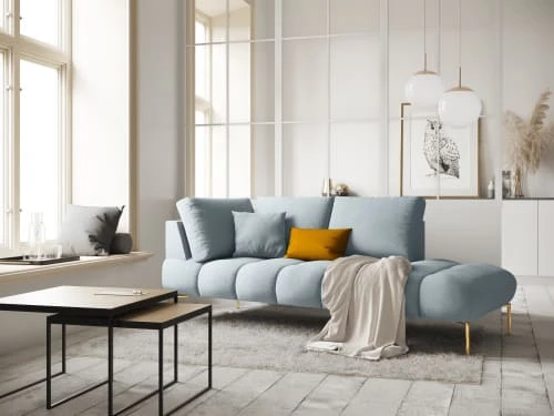 Micadoni Home Méridiennes Méridienne En Velours Bleu Clair 4 Micadoni Home Méridiennes Méridienne En Velours Bleu Clair – Image 2