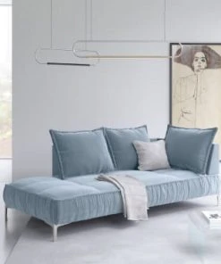 Micadoni Home Méridiennes Méridienne En Velours Bleu Clair -Magasin Méridiennes meridienne en velours bleu clair 15