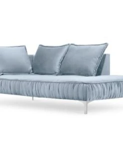 Micadoni Home Méridiennes Méridienne En Velours Bleu Clair