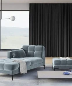 Micadoni Home Méridiennes Méridienne En Velours Bleu Clair -Magasin Méridiennes meridienne en velours bleu clair 35