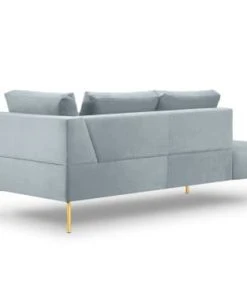 Micadoni Home Méridiennes Méridienne En Velours Bleu Clair -Magasin Méridiennes meridienne en velours bleu clair 6