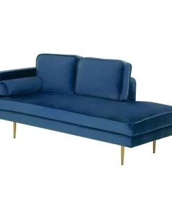 Beliani Méridiennes Méridienne En Velours Bleu Marine Côté Gauche -Magasin Méridiennes meridienne en velours bleu marine cote gauche 2