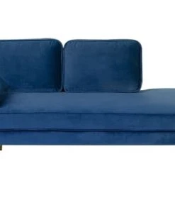 Beliani Méridiennes Méridienne En Velours Bleu Marine Côté Gauche