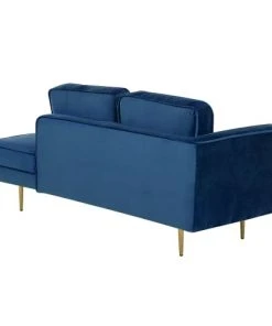 Beliani Méridiennes Méridienne En Velours Bleu Marine Côté Gauche -Magasin Méridiennes meridienne en velours bleu marine cote gauche 3