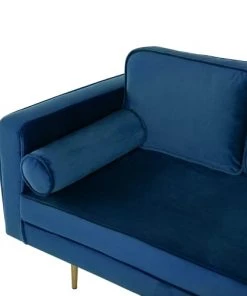 Beliani Méridiennes Méridienne En Velours Bleu Marine Côté Gauche -Magasin Méridiennes meridienne en velours bleu marine cote gauche 4