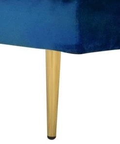 Beliani Méridiennes Méridienne En Velours Bleu Marine Côté Gauche -Magasin Méridiennes meridienne en velours bleu marine cote gauche 5