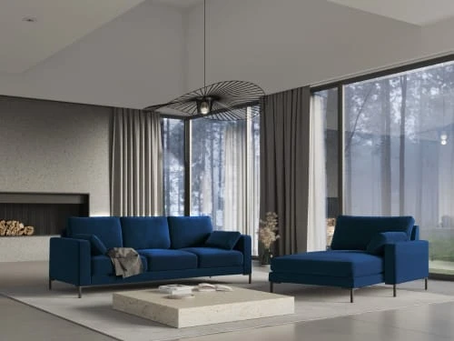 Micadoni Home Méridiennes Méridienne En Velours Bleu Roi 4 Micadoni Home Méridiennes Méridienne En Velours Bleu Roi – Image 2