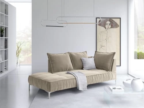 Micadoni Home Méridiennes Méridienne En Velours Cappuccino 4 Micadoni Home Méridiennes Méridienne En Velours Cappuccino – Image 2