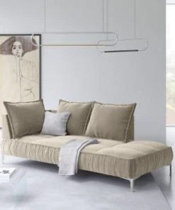 Micadoni Home Méridiennes Méridienne En Velours Cappuccino -Magasin Méridiennes meridienne en velours cappuccino 4