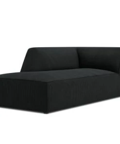 Micadoni Home Méridiennes Méridienne En Velours Côtelé Noir -Magasin Méridiennes meridienne en velours cotele noir 6