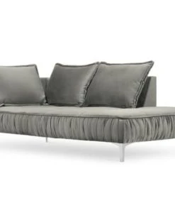 Micadoni Home Méridiennes Méridienne En Velours Gris Clair