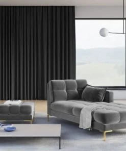 Micadoni Home Méridiennes Méridienne En Velours Gris Clair