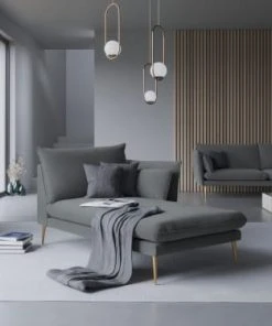 Micadoni Home Méridiennes Méridienne En Velours Gris Foncé -Magasin Méridiennes meridienne en velours gris fonce 12
