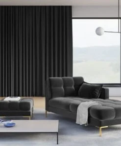 Micadoni Home Méridiennes Méridienne En Velours Gris Foncé -Magasin Méridiennes meridienne en velours gris fonce 16