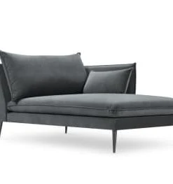 Micadoni Home Méridiennes Méridienne En Velours Beige -Magasin Méridiennes meridienne en velours gris fonce 2